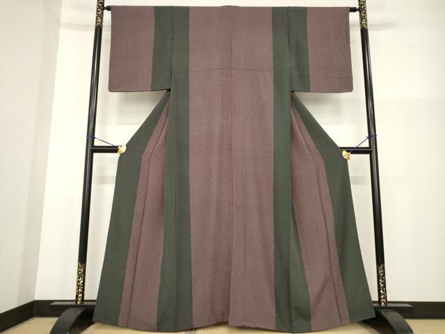 平和屋着物▼上質な小紋　間道　たたき染め　正絹　逸品　AABG3658ck