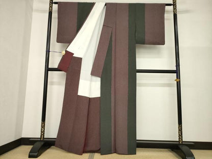 平和屋着物▼上質な小紋　間道　たたき染め　正絹　逸品　AABG3658ck
