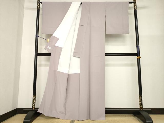平和屋着物●洗える最高級着物　＜英＞はなぶさ謹製　色無地　梅鼠色　AABG3661ck