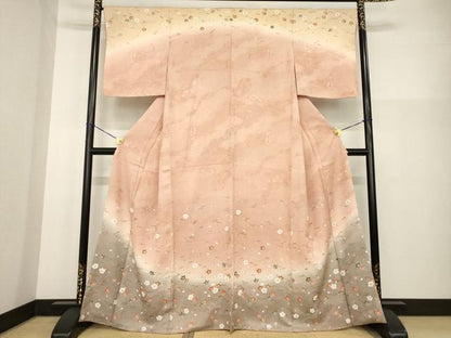 平和屋着物●訪問着　梅　楓　松葉　暈し染め　正絹　逸品　AABG3663ck