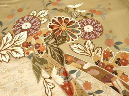 平和屋着物●訪問着　駒刺繍　蔓帯花文　暈し染め　金彩　正絹　逸品　AABG3669ck