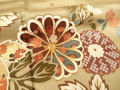 平和屋着物●訪問着　駒刺繍　蔓帯花文　暈し染め　金彩　正絹　逸品　AABG3669ck