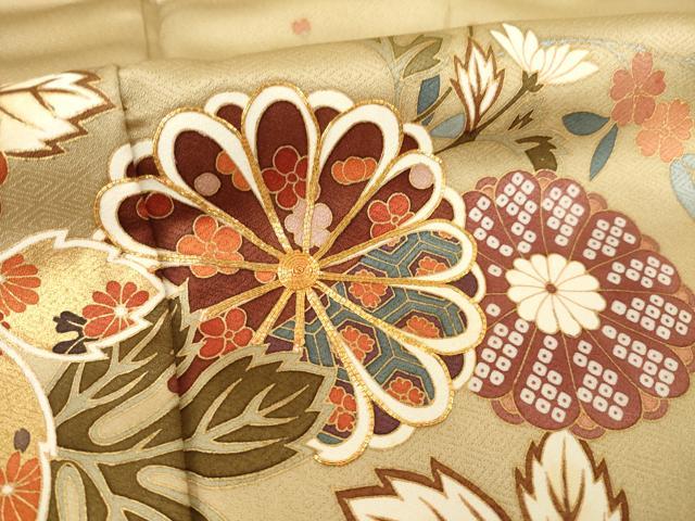 平和屋着物●訪問着　駒刺繍　蔓帯花文　暈し染め　金彩　正絹　逸品　AABG3669ck