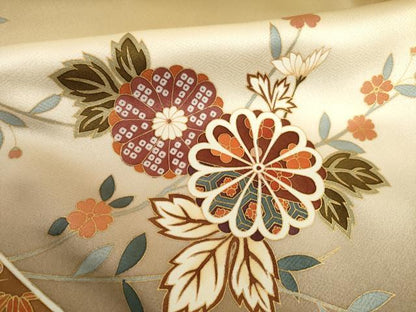 平和屋着物●訪問着　駒刺繍　蔓帯花文　暈し染め　金彩　正絹　逸品　AABG3669ck