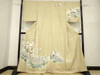 平和屋着物●訪問着　友禅　鴛鴦花文　暈し染め　金彩　正絹　逸品　AABG3670ck