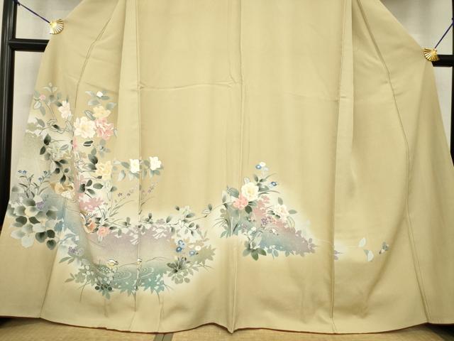 平和屋着物●訪問着　友禅　鴛鴦花文　暈し染め　金彩　正絹　逸品　AABG3670ck