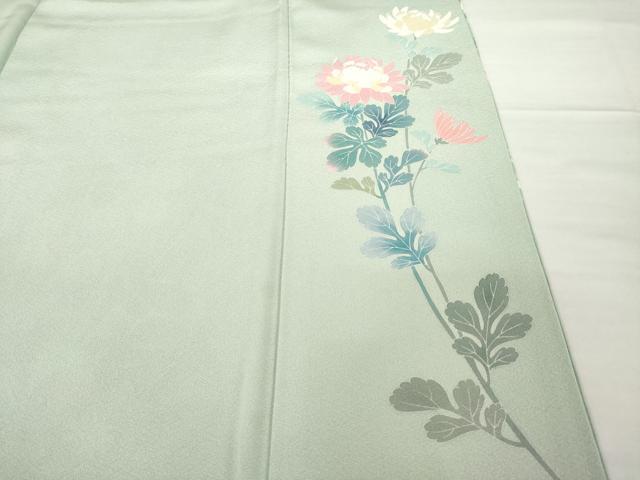 平和屋着物●十日町友禅作家　松雨　訪問着　草花文　正絹　逸品　AABG3675ck