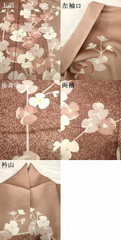 平和屋着物●訪問着　友禅　刺繍　枝花文　たたき染め　三越扱い　正絹　逸品　AABG3688ck