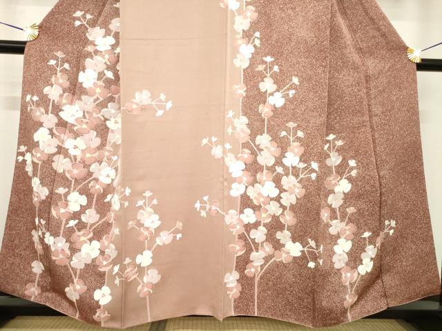 平和屋着物●訪問着　友禅　刺繍　枝花文　たたき染め　三越扱い　正絹　逸品　AABG3688ck