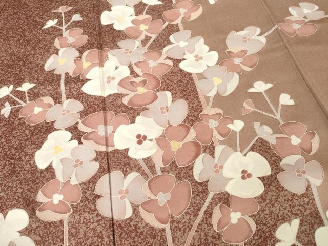 平和屋着物●訪問着　友禅　刺繍　枝花文　たたき染め　三越扱い　正絹　逸品　AABG3688ck