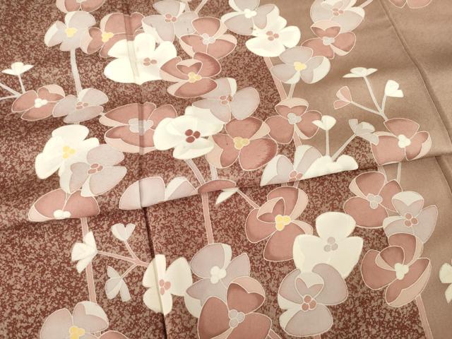 平和屋着物●訪問着　友禅　刺繍　枝花文　たたき染め　三越扱い　正絹　逸品　AABG3688ck