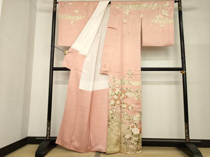 平和屋着物●訪問着　草花文　暈し染め　金彩　正絹　逸品　AABG3690ck
