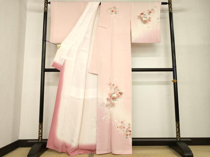 平和屋着物●訪問着　舞花文　正絹　逸品　AABG3695ck
