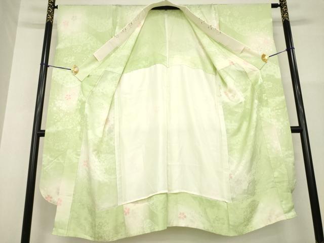 平和屋着物●振袖用長襦袢　無双仕立て　流水花地紋　暈し染め　半衿刺繍　そごう扱い　正絹　逸品　AABG3702ck