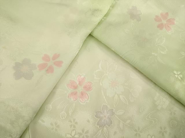 平和屋着物●振袖用長襦袢　無双仕立て　流水花地紋　暈し染め　半衿刺繍　そごう扱い　正絹　逸品　AABG3702ck