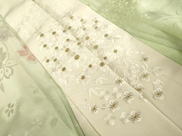 平和屋着物●振袖用長襦袢　無双仕立て　流水花地紋　暈し染め　半衿刺繍　そごう扱い　正絹　逸品　AABG3702ck