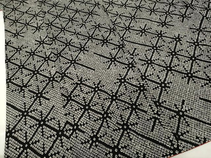 平和屋着物●上質な小紋　総絞り　幾何学文様　黒地　正絹　逸品　AABG3704ck