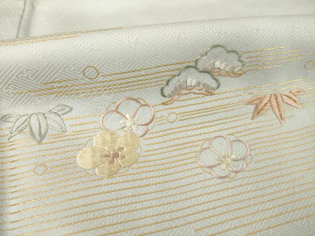 平和屋着物●訪問着　刺繍　松竹梅　金彩　正絹　逸品　AABG3705ck