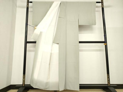 平和屋着物●加賀友禅の巨匠　初代　由水十久　色無地　灰汁色　正絹　逸品　AABG3709ck