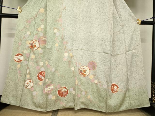 平和屋着物●訪問着　雪輪花文　暈し染め　金彩　正絹　逸品　AABG3712ck