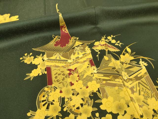 平和屋着物●豪華振袖　山車花文　暈し染め　金通し地　正絹　逸品　AABG3715ck