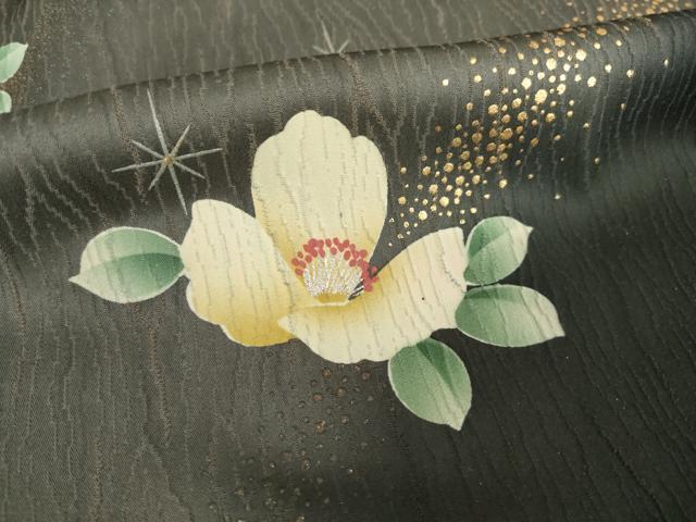 平和屋着物●豪華振袖　流水花文　暈し染め　黒地　金銀彩　正絹　逸品　AABG3716ck