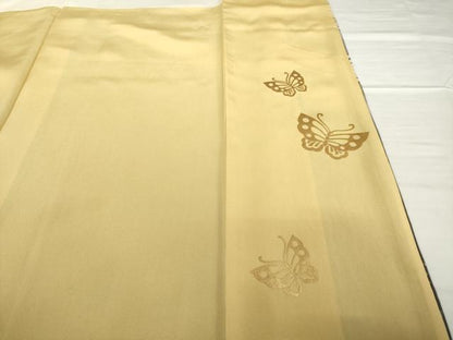 平和屋着物●豪華振袖　流水花文　暈し染め　黒地　金銀彩　正絹　逸品　AABG3716ck