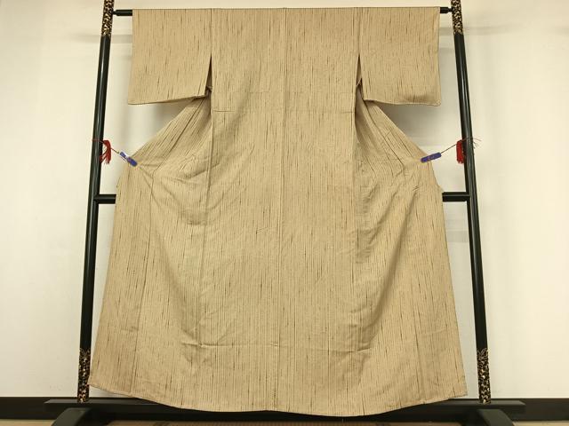 平和屋着物▽上質な小紋　単衣　縞　正絹　逸品　AABG3722jh