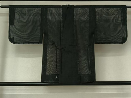 平和屋着物▽道中着　スリーシーズン　春夏秋　塵除け　暗黒色　正絹　逸品　AABG3723jh