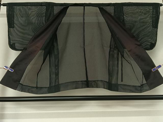 平和屋着物▽道中着　スリーシーズン　春夏秋　塵除け　暗黒色　正絹　逸品　AABG3723jh