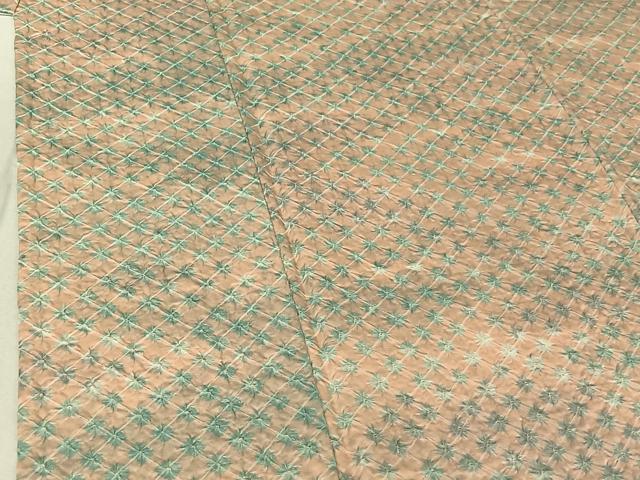 平和屋着物▽上質な小紋 単衣 総絞り 霞文 正絹 逸品 AABG3725jh