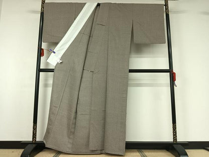 平和屋着物▽小紋 単衣 市松文様 やまと誂製 AABG3728jh
