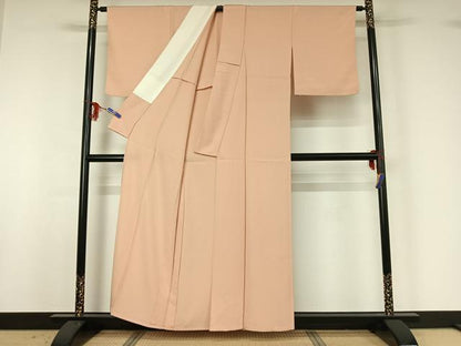 平和屋着物▽上質な色無地 単衣 洗柿色 正絹 逸品 AABG3729jh