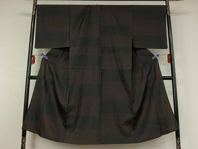 平和屋着物▽男性 お召 単衣 幾何学文様 やまと誂製 正絹 逸品 AABG3731jh