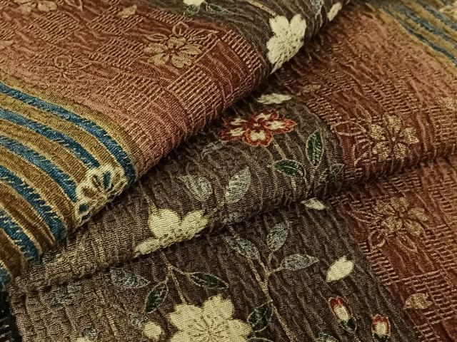 平和屋着物▽上質な小紋 単衣 花間道 金彩 正絹 逸品 AABG3733jh