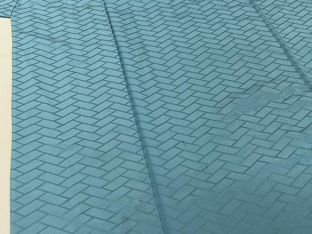 平和屋着物▽男性 色無地 単衣 網代地紋 天色 洗える着物 AABG3735jh