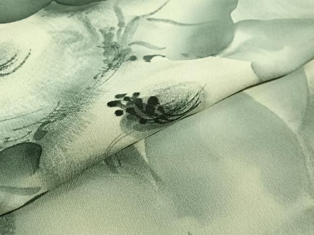平和屋着物▽訪問着 単衣 手描き 草花文 暈し染め 正絹 逸品 AABG3738jh