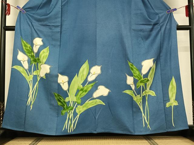 平和屋着物▽訪問着 単衣 草花文 正絹 逸品 AABG3739jh