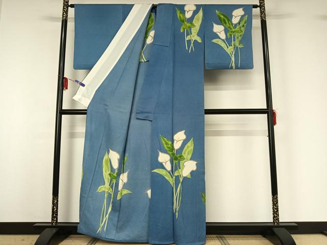 平和屋着物▽訪問着 単衣 草花文 正絹 逸品 AABG3739jh
