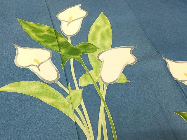 平和屋着物▽訪問着 単衣 草花文 正絹 逸品 AABG3739jh