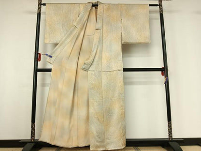 平和屋着物▽上質な小紋 単衣 総絞り 霞文 正絹 逸品 AABG3743jh