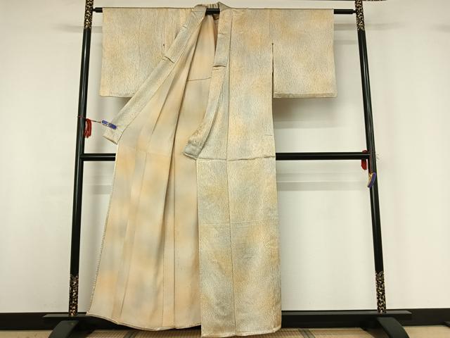 平和屋着物▽上質な小紋 単衣 総絞り 霞文 正絹 逸品 AABG3743jh