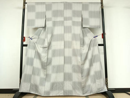 平和屋着物▽上質な小紋 単衣 縞 暈し染め 正絹 逸品 AABG3744jh