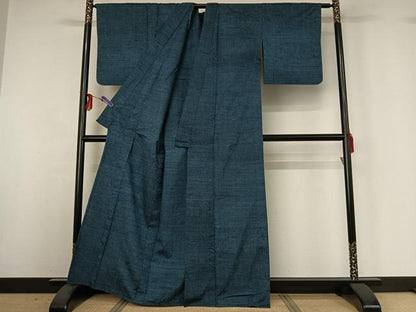 平和屋着物▽上質な紬　単衣　霞文　正絹　逸品　AABG3745jh