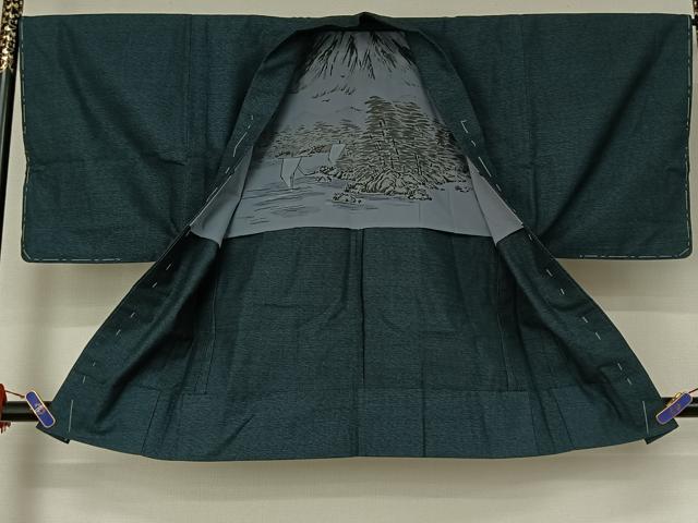 平和屋着物▽男性 紬 単衣 アンサンブル 霞文 ウール AABG3746jh