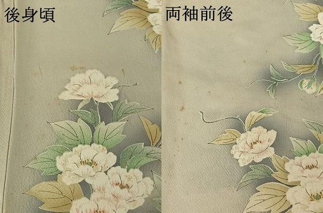 平和屋着物▽上質な小紋 単衣 手描き 草花文 暈し染め 金彩 正絹 逸品 AABG3749jh
