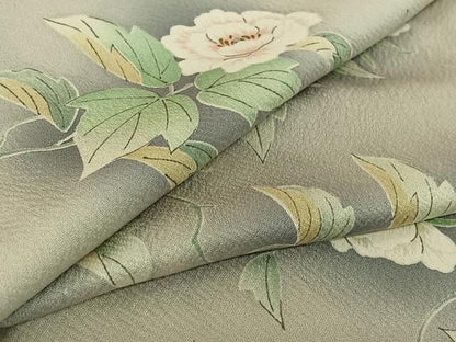 平和屋着物▽上質な小紋 単衣 手描き 草花文 暈し染め 金彩 正絹 逸品 AABG3749jh