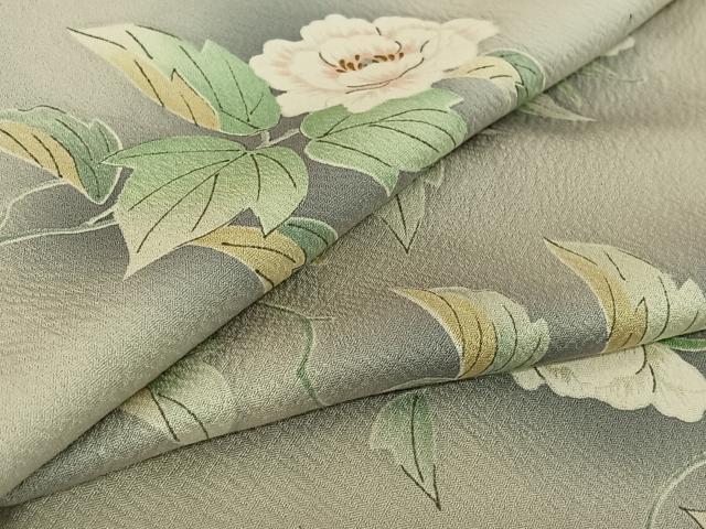 平和屋着物▽上質な小紋 単衣 手描き 草花文 暈し染め 金彩 正絹 逸品 AABG3749jh