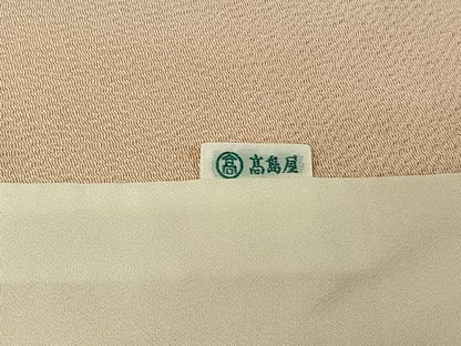 平和屋着物▽上質な色無地　単衣　肌色　鬼しぼ縮緬　高島屋扱い　正絹　逸品　AABG3750jh
