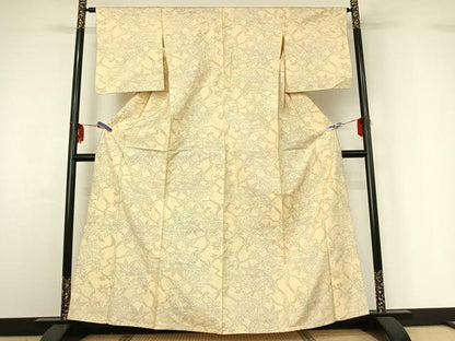 平和屋着物▽本場大島紬 単衣 枝葉文 正絹 逸品 AABG3751jh